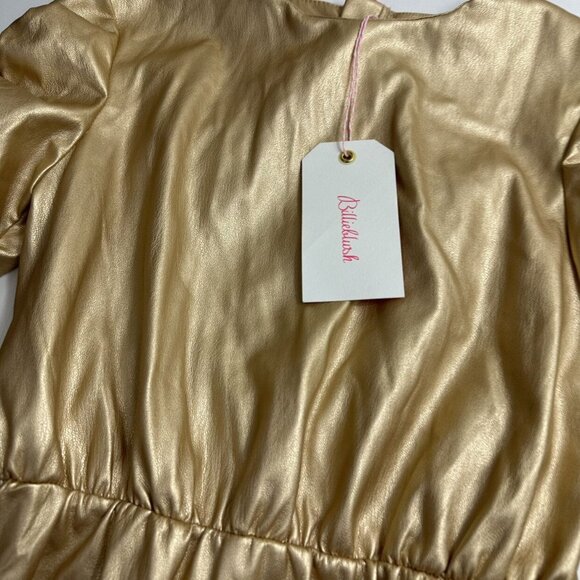New! Billieblush Gold Faux Leather Dress - Picture 3 of 7